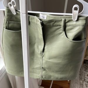 Aritzia Wilfred Leather Green Skirt